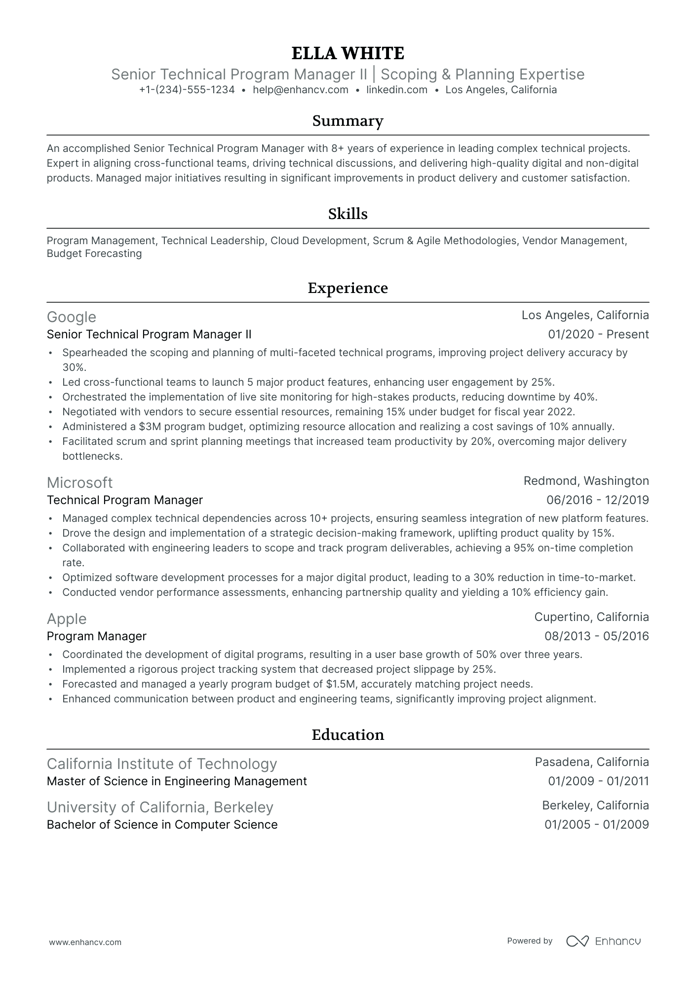 10 Technical Program Manager Resume Examples & Guide for 2026