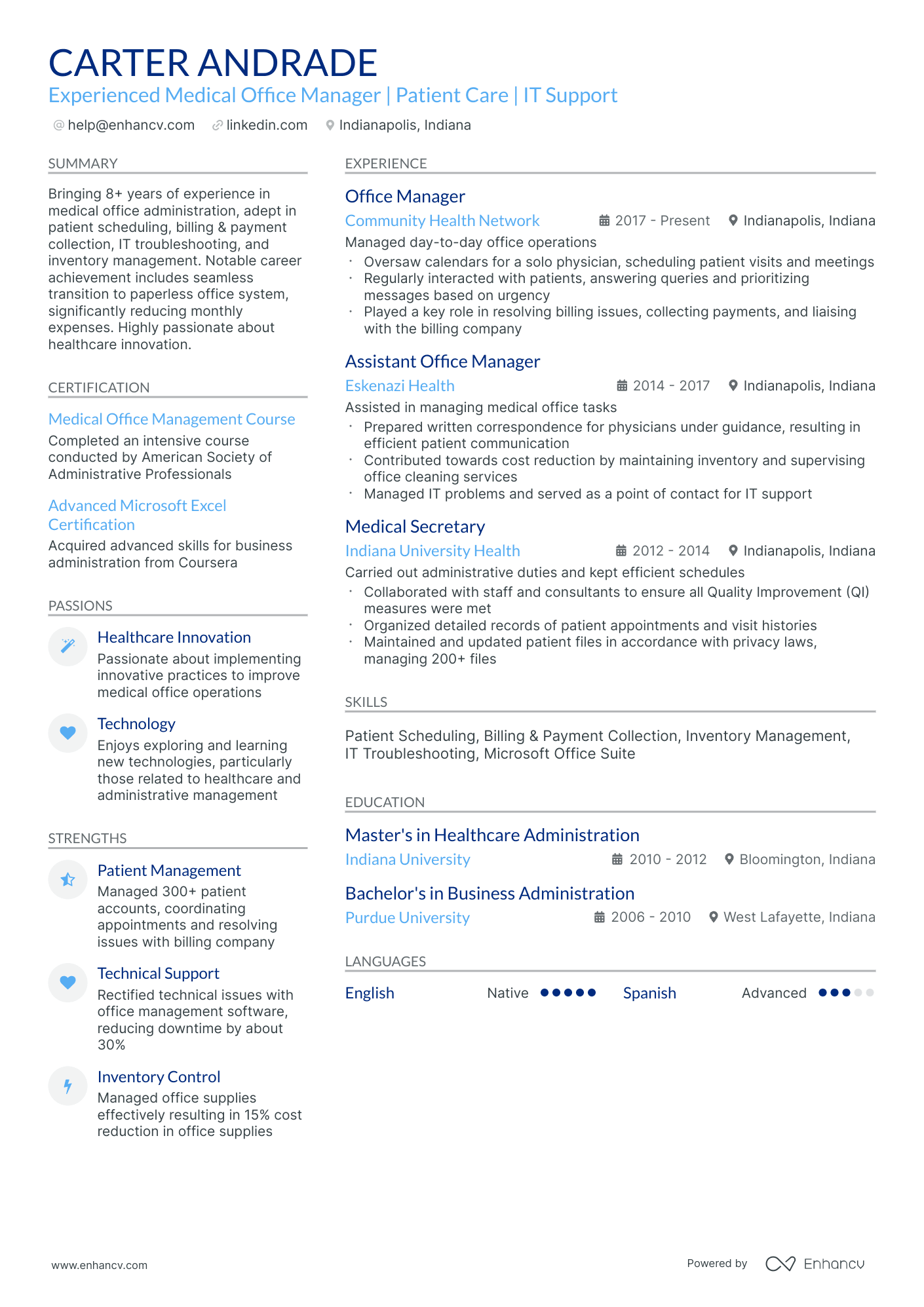 10 Medical Office Manager Resume Examples & Guide for 2026