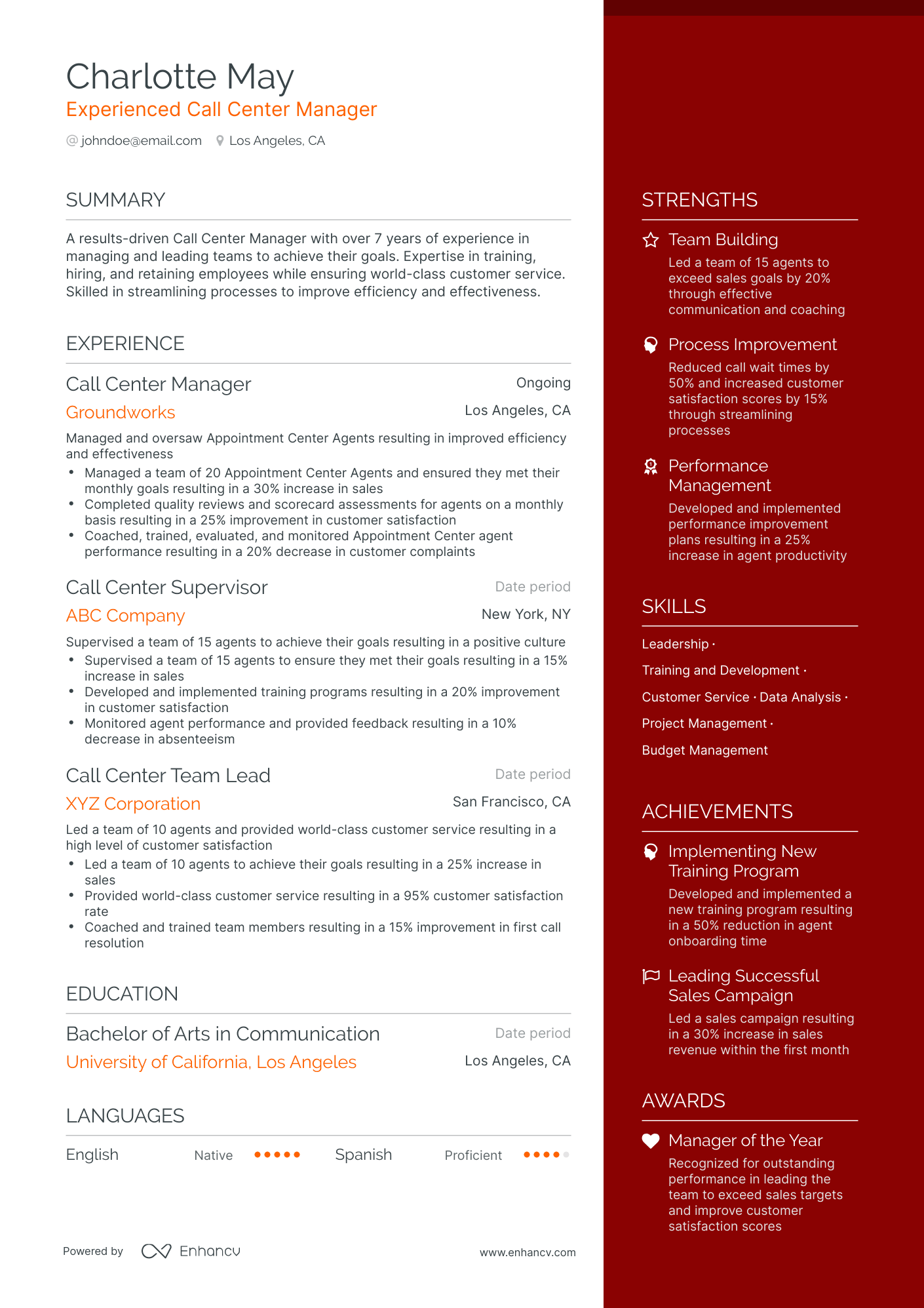 5 Call Center Manager Resume Examples & Guide for 2023