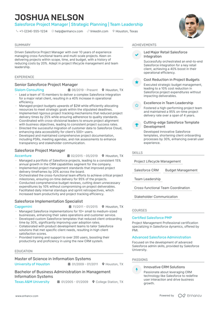 5 Salesforce Project Manager Resume Examples & Guide for 2024