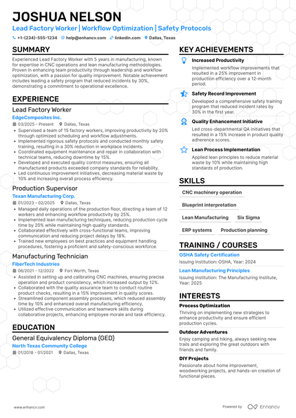 23 Factory Worker Resume Examples That Got Jobs for 2026