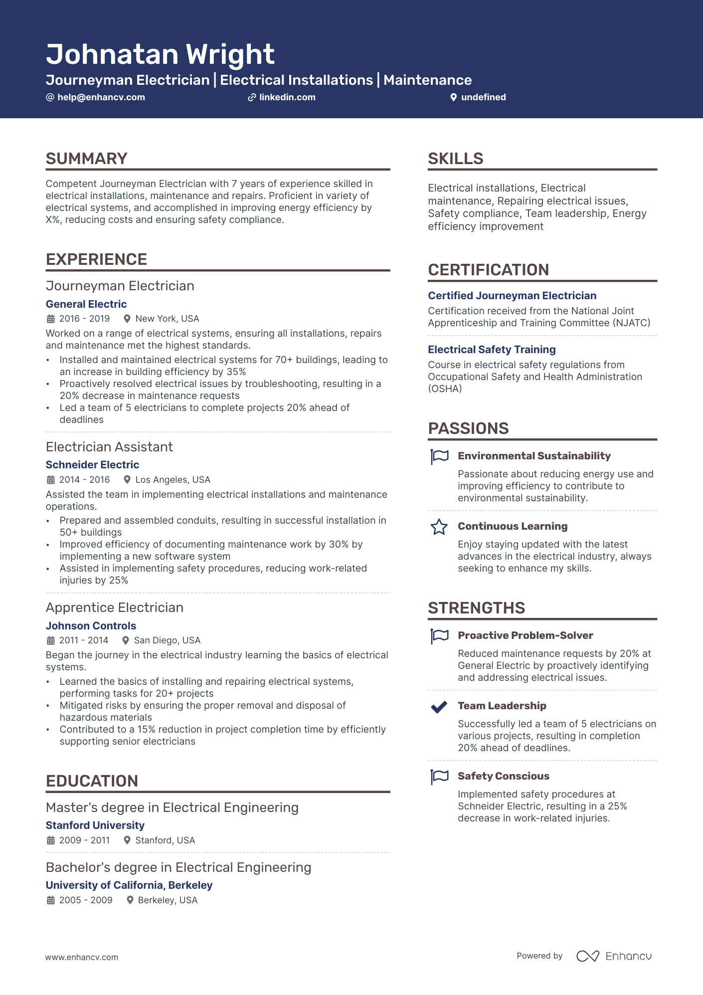 10 Journeyman Electrician Resume Examples & Guide for 2026