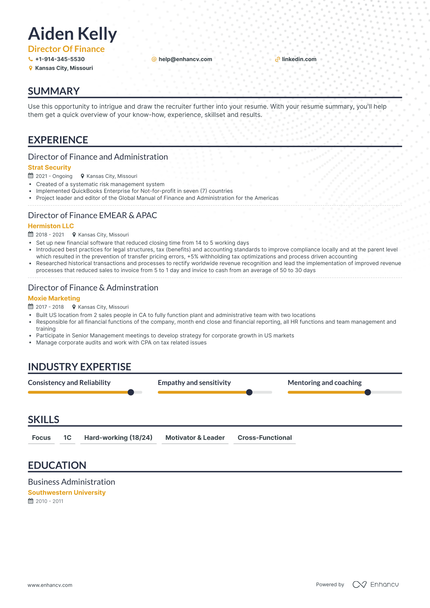 5 Director of Finance Resume Examples & Guide for 2024