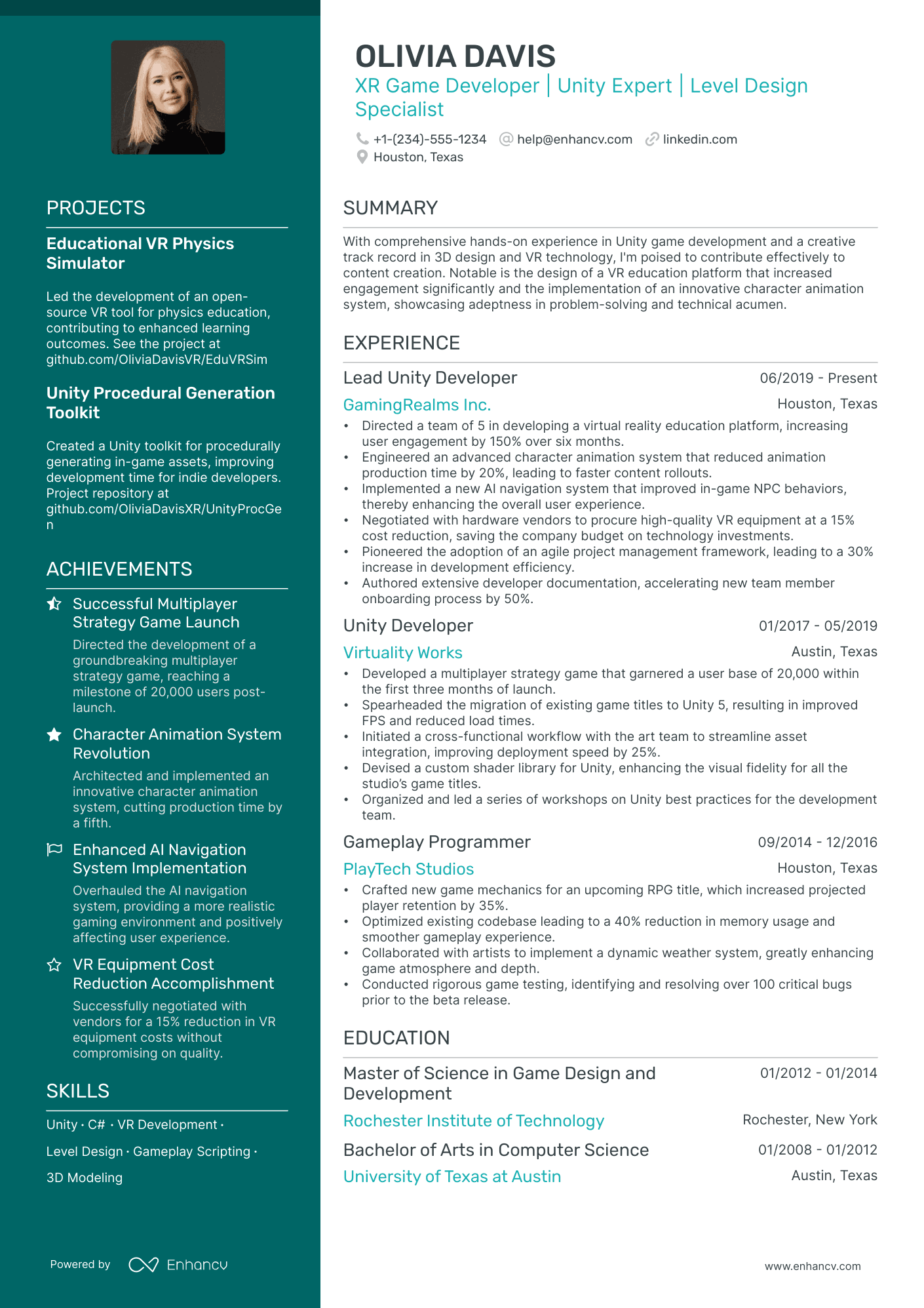 5 Game Developer Resume Examples & Guide for 2024