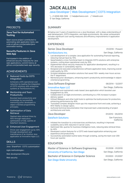 5 Java Web Developer Resume Examples & Guide for 2024