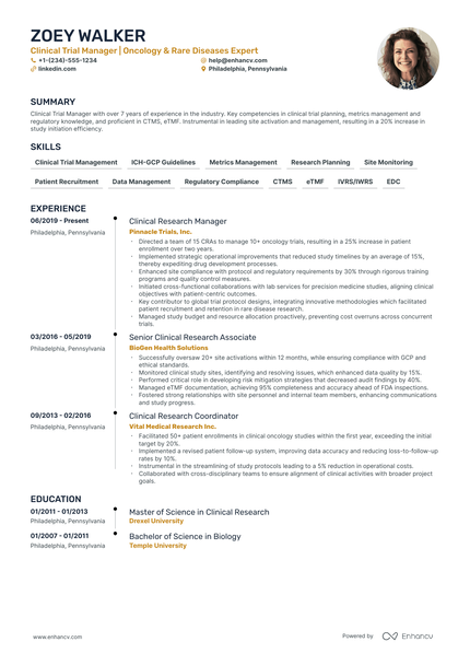 5 Clinical Trial Manager Resume Examples & Guide for 2024