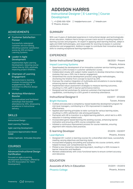 2 Instructional Designer Resume Examples & Guide for 2024