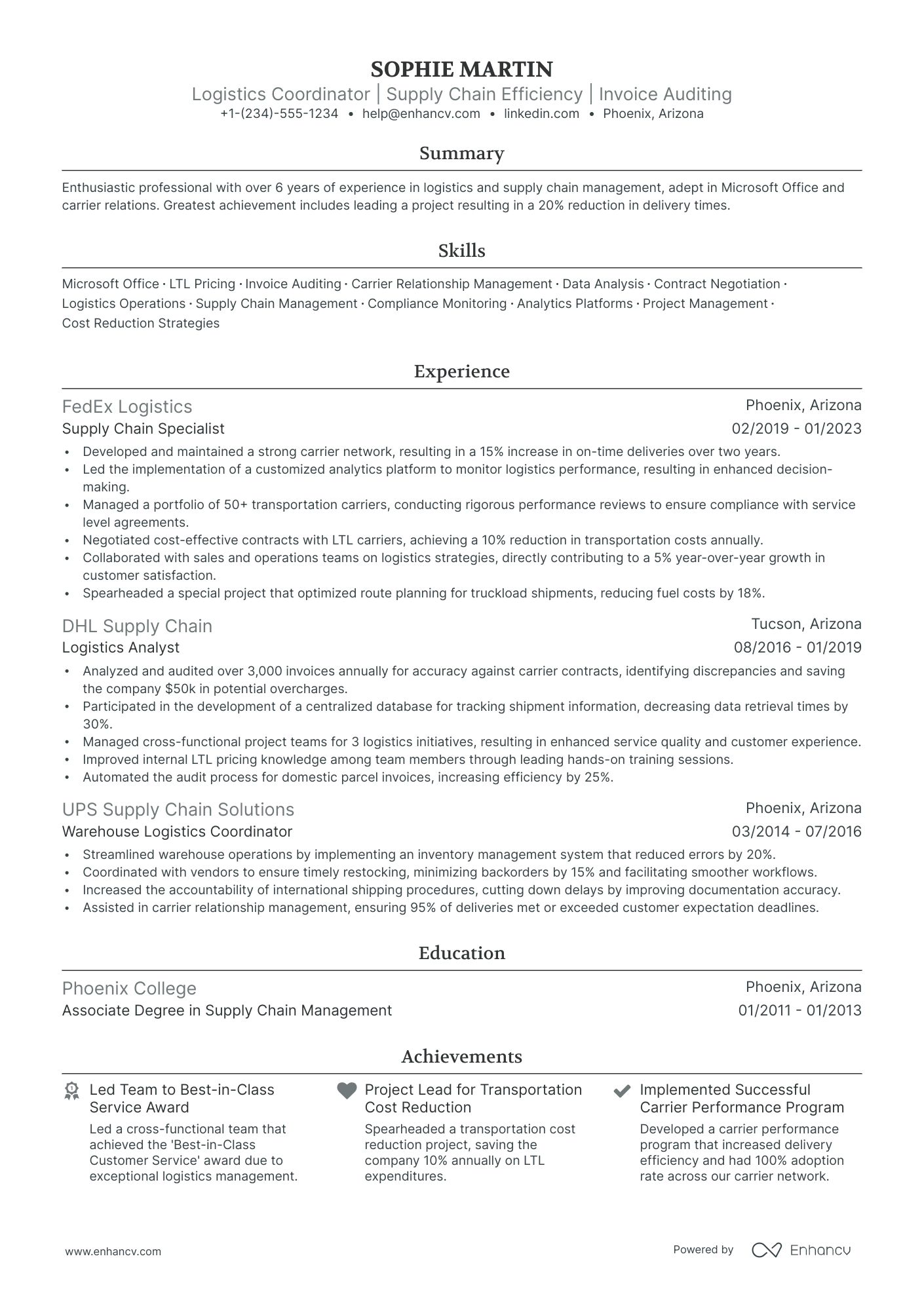 5 Logistics Coordinator Resume Examples & Guide for 2024