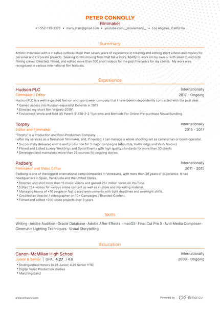 8 Filmmaker Resume Examples & Guide for 2023