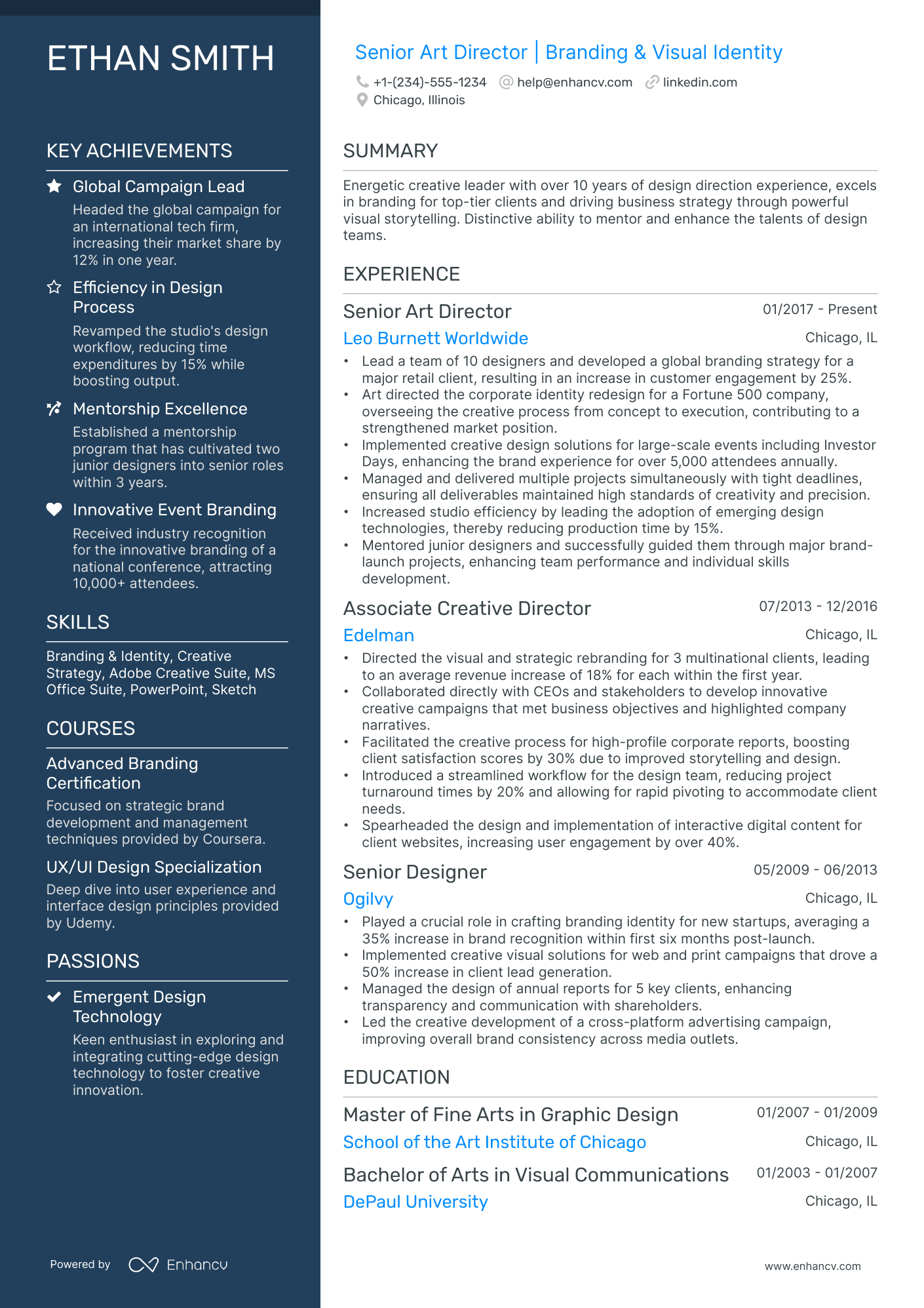 10 Senior Art Director Resume Examples & Guide for 2026