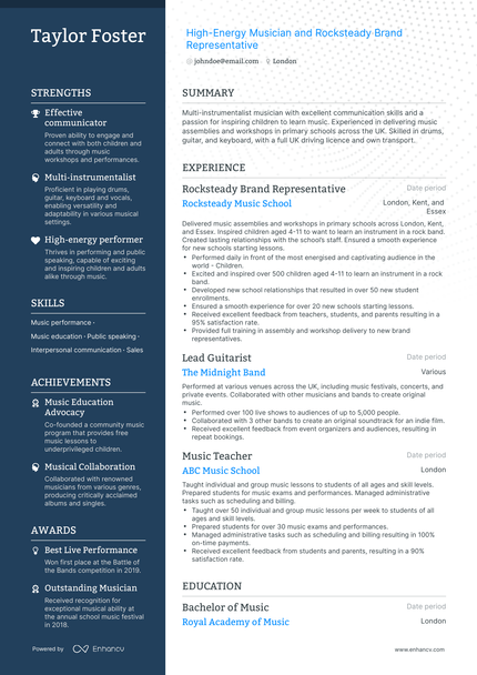 3 Musician Resume Examples & Guide for 2023