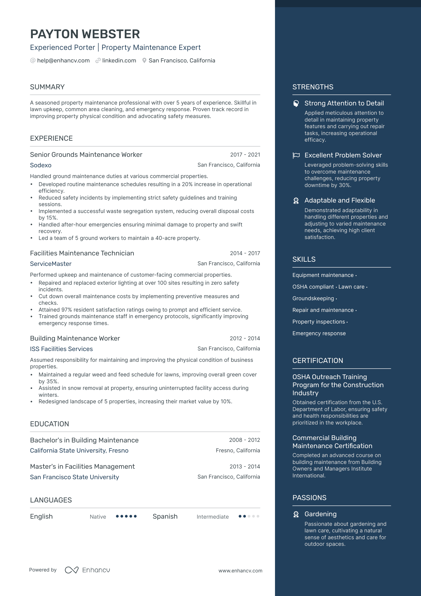 5 Porter Resume Examples & Guide for 2024