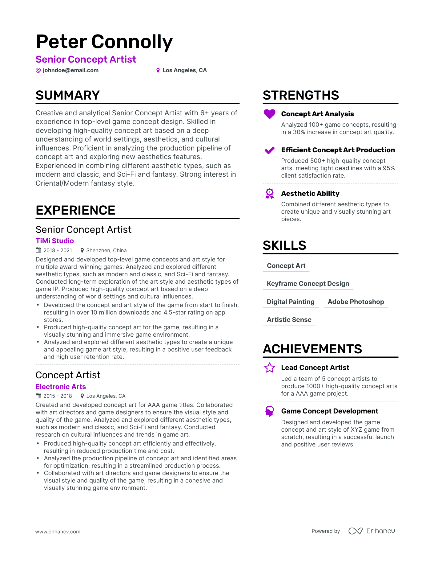 5 Concept Art Resume Examples & Guide for 2023