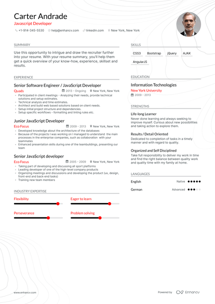 Javascript Developer Resume Samples and Writing Guide for 2023 ...