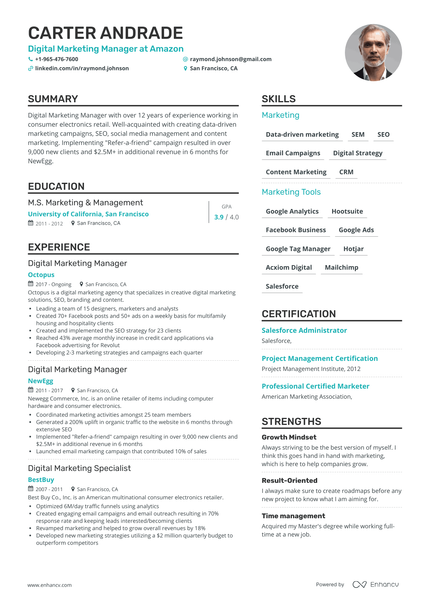 5 Digital Marketing Manager Resume Examples & Guide for 2024