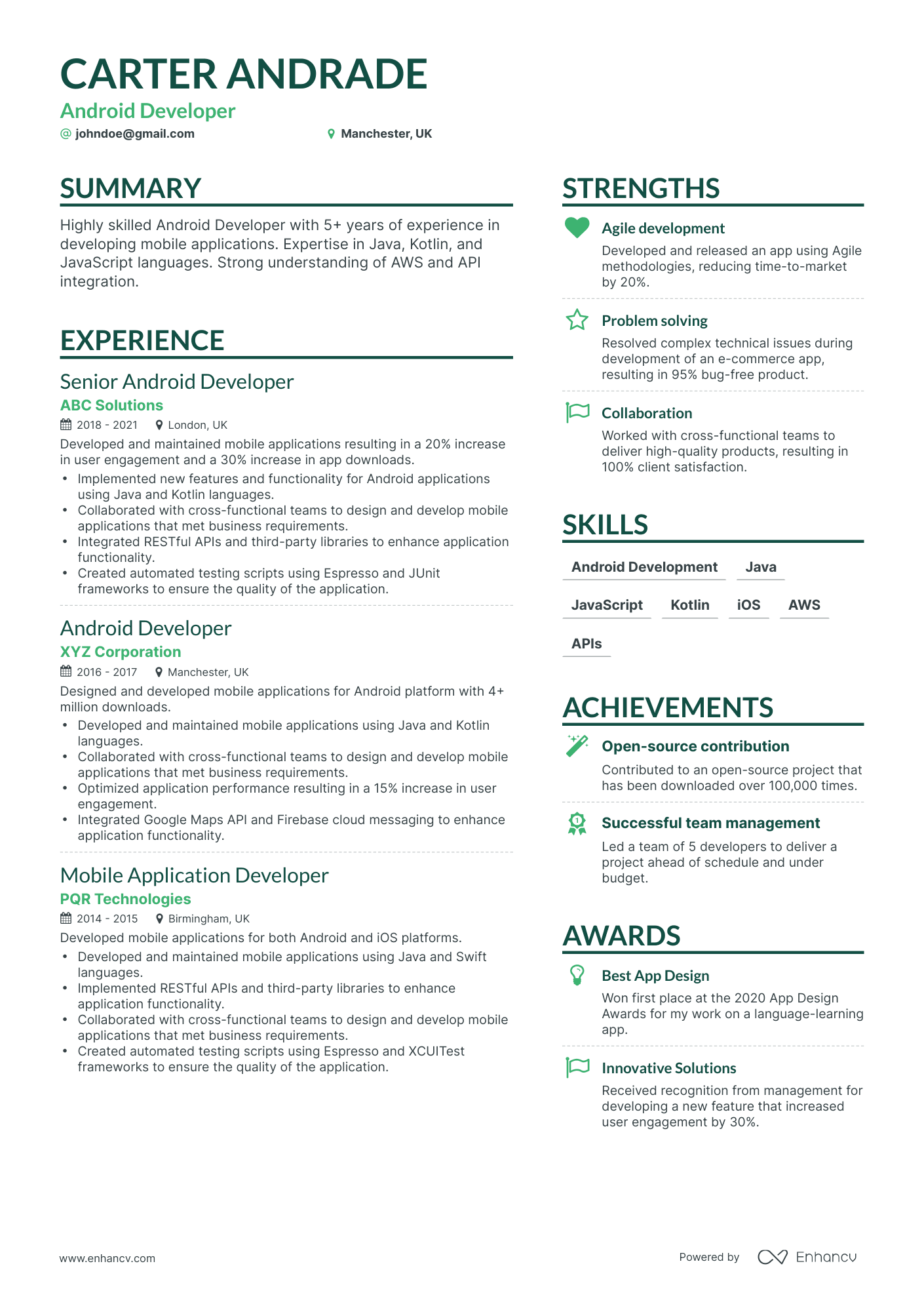 3 Android Developer Resume Examples & Guide for 2023