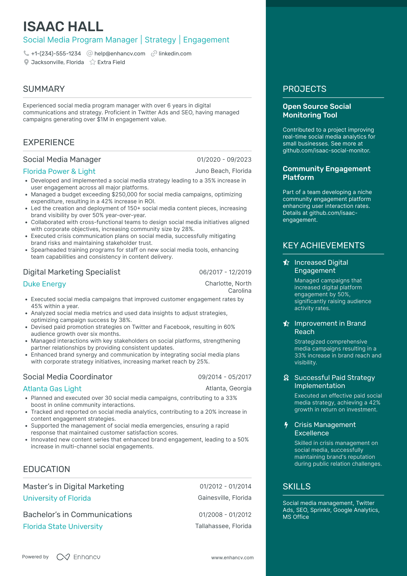 A resume example of a Google Ads Campaign Manager
