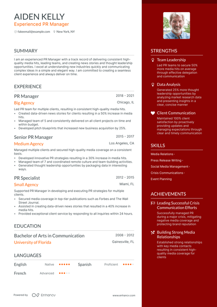 4 Public Relations Specialist Resume Examples & Guide for 2024