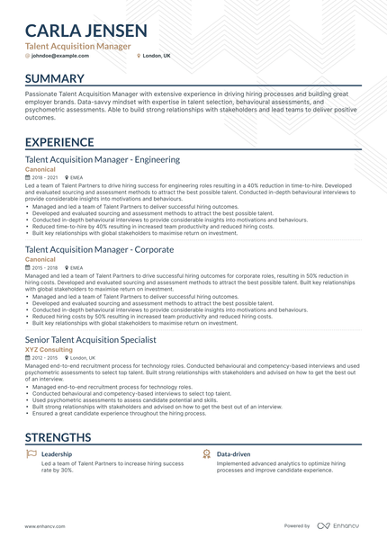 5 Talent Acquisition Manager Resume Examples & Guide for 2024