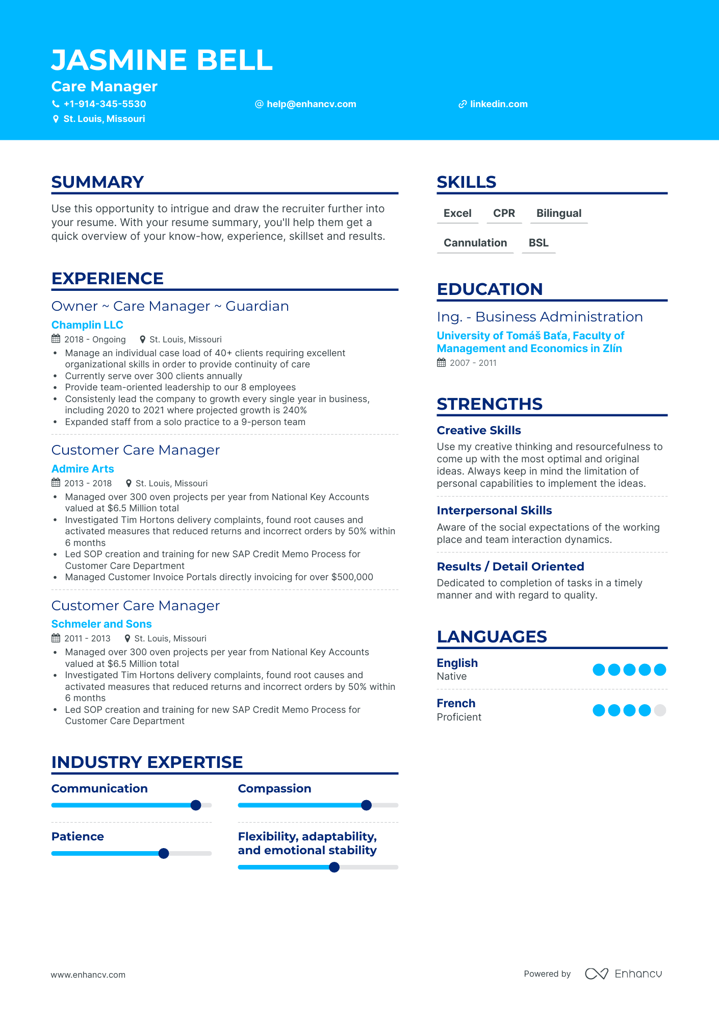 Care Manager Resume Examples & Guide for 2023 (Layout, Skills, Keywords ...