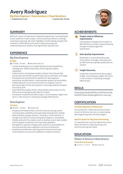 21 Data Engineer Resume Examples & Guide for 2025