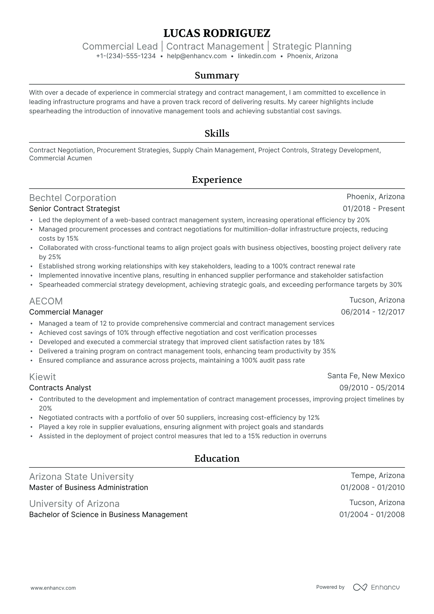 10 Commercial Manager Resume Examples & Guide for 2026
