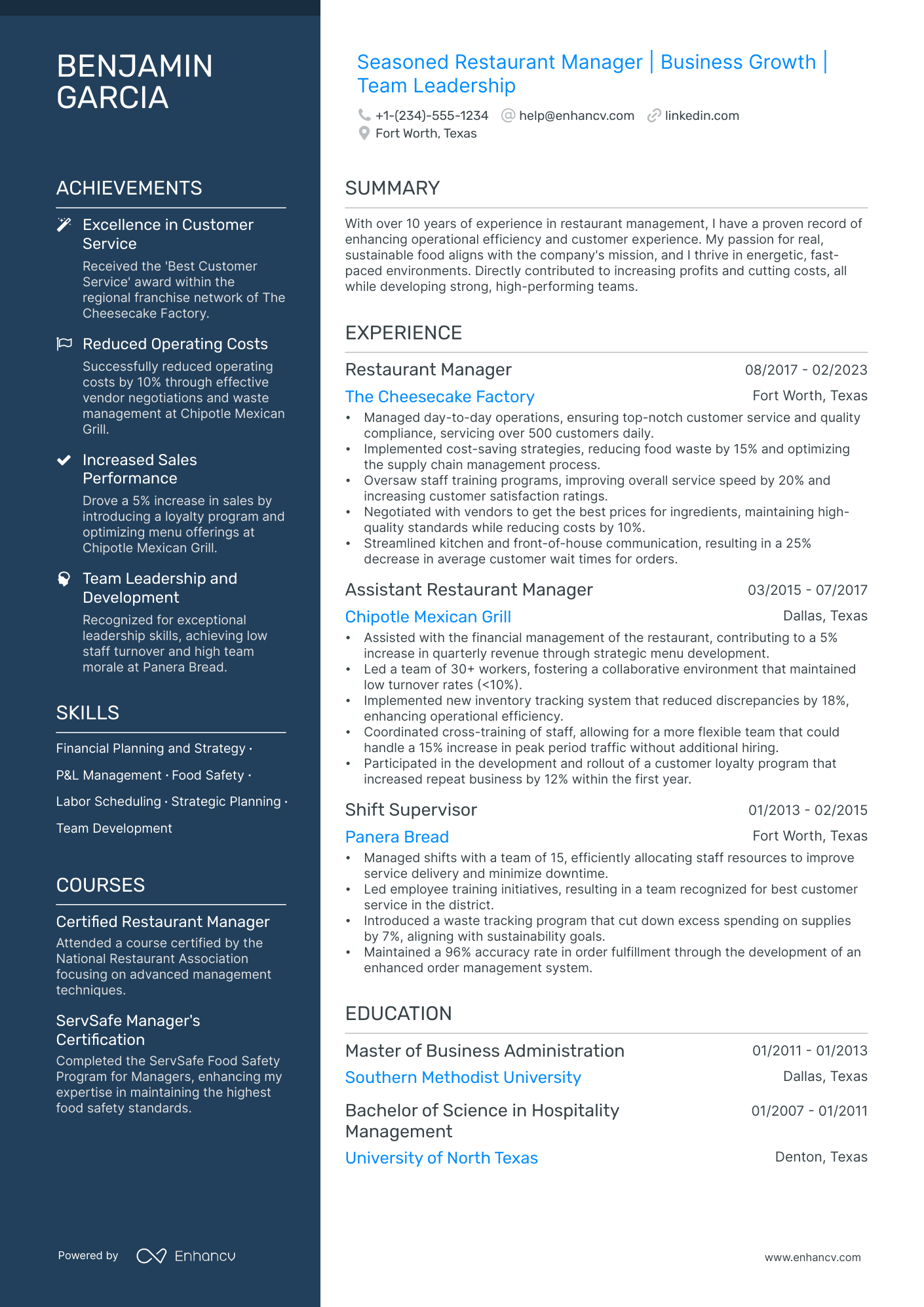 5 Restaurant General Manager Resume Examples & Guide for 2024