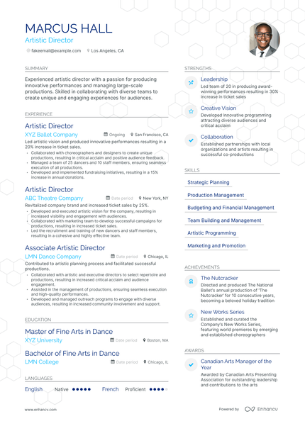 5 Artistic Director Resume Examples & Guide for 2024