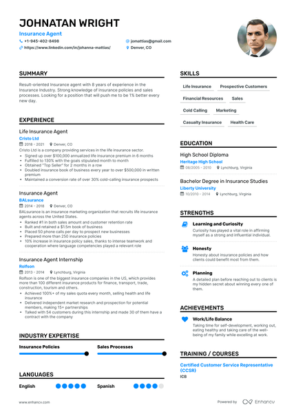 5 Insurance Agent Resume Examples & Guide for 2024