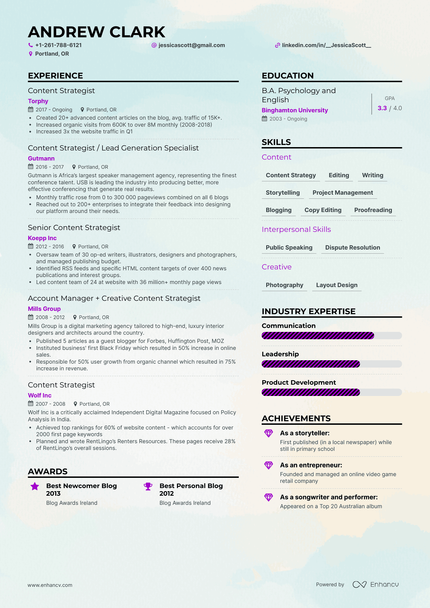 5 Content Strategist Resume Examples & Guide for 2024