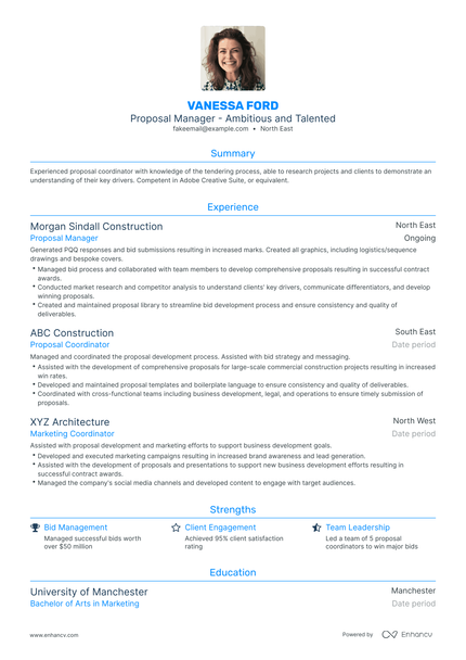 5 Proposal Manager Resume Examples & Guide for 2023