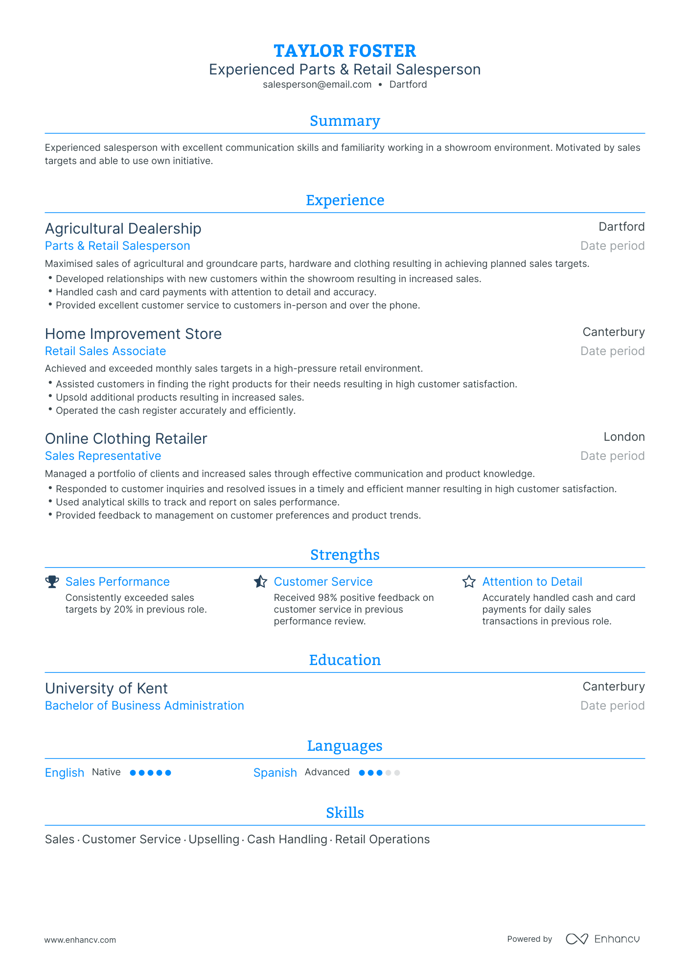 5 Retail Salesperson Resume Examples & Guide for 2023