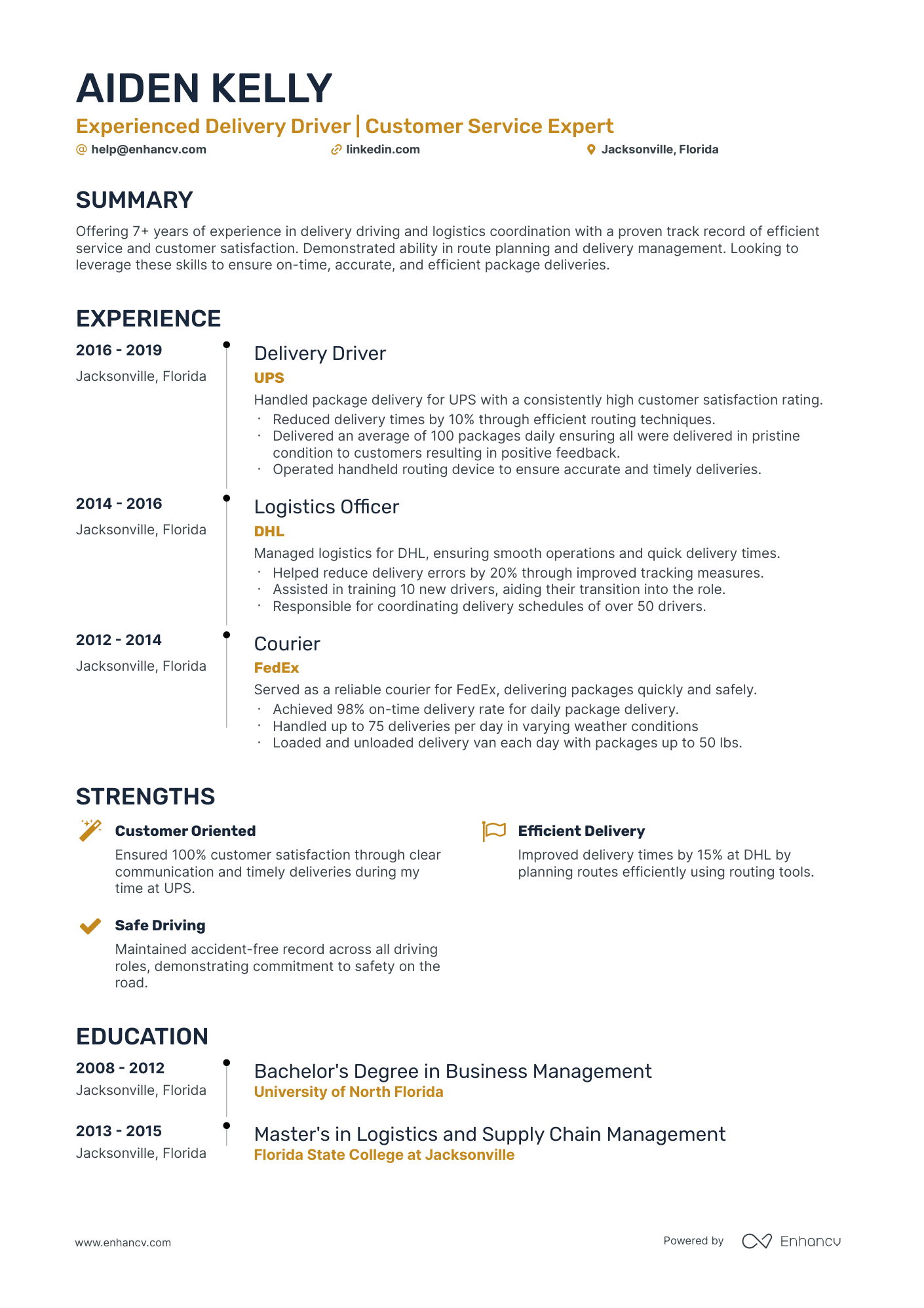 5 Amazon Delivery Driver Resume Examples & Guide for 2024