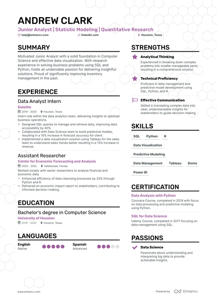5 Junior Data Analyst Resume Examples & Guide for 2023