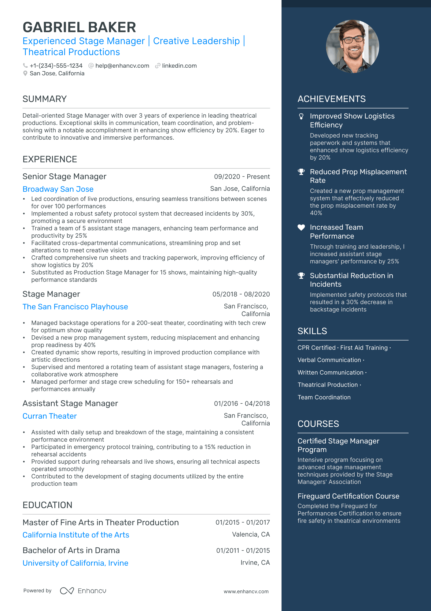 5 Stage Manager Resume Examples & Guide for 2024