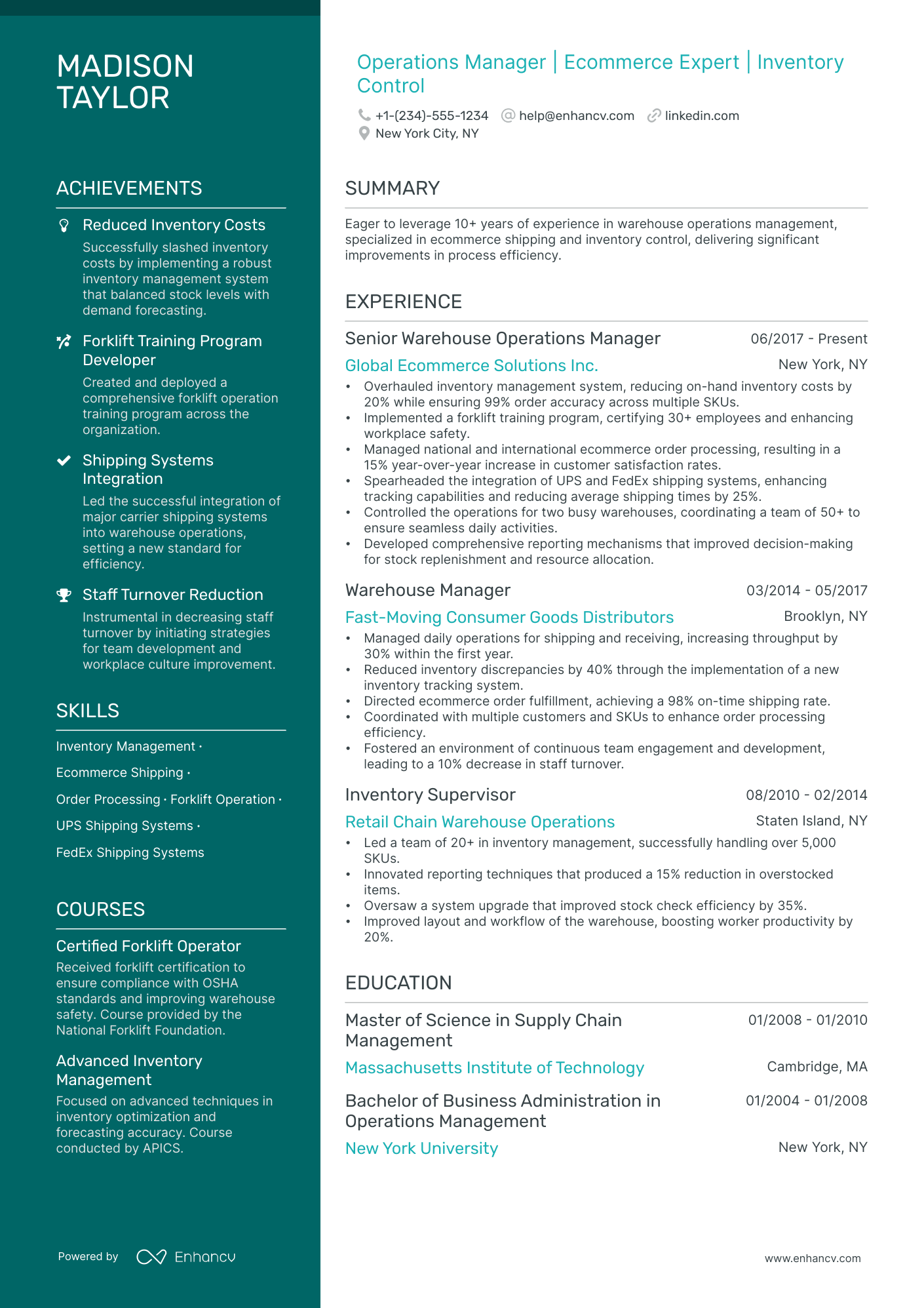 5 Warehouse Operations Manager Resume Examples & Guide for 2024