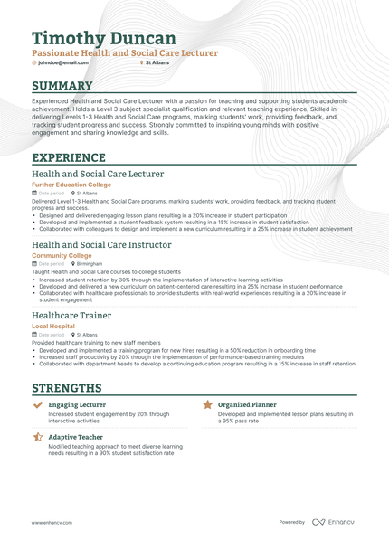 5 Lecturer Resume Examples & Guide for 2024