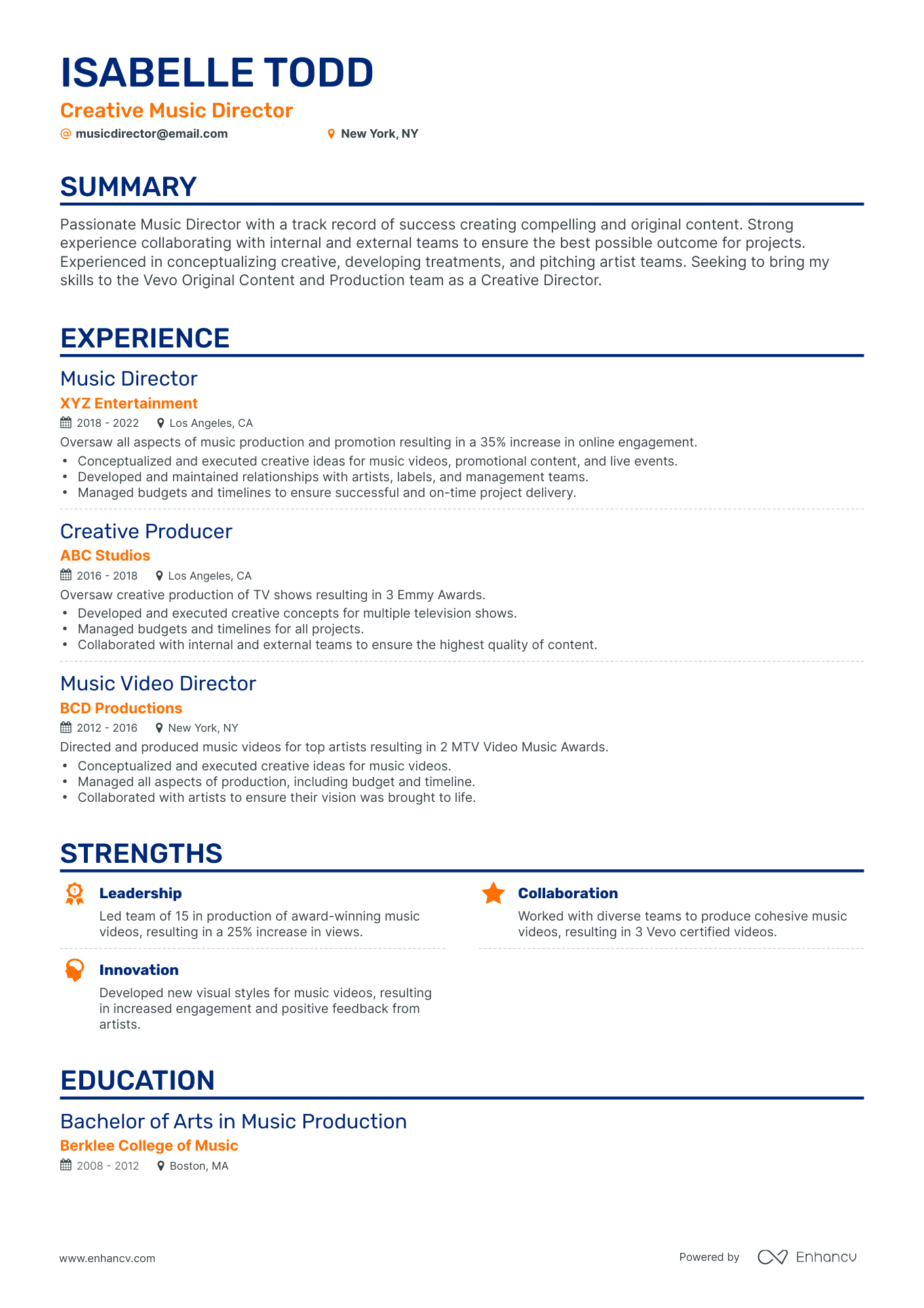 5 Music Director Resume Examples & Guide for 2023