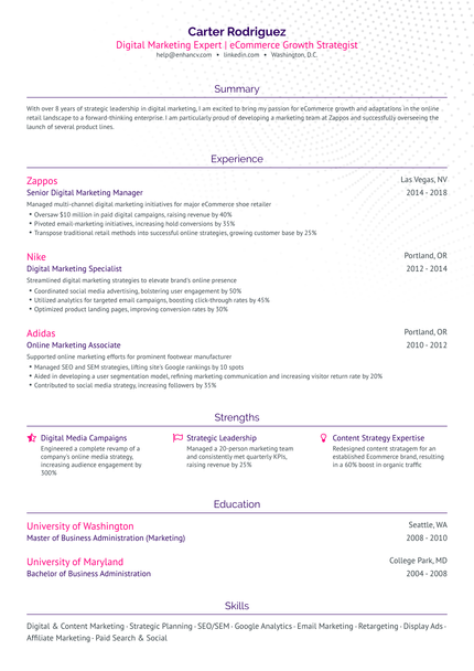 13 Digital Marketing Resume Examples & Guide for 2024