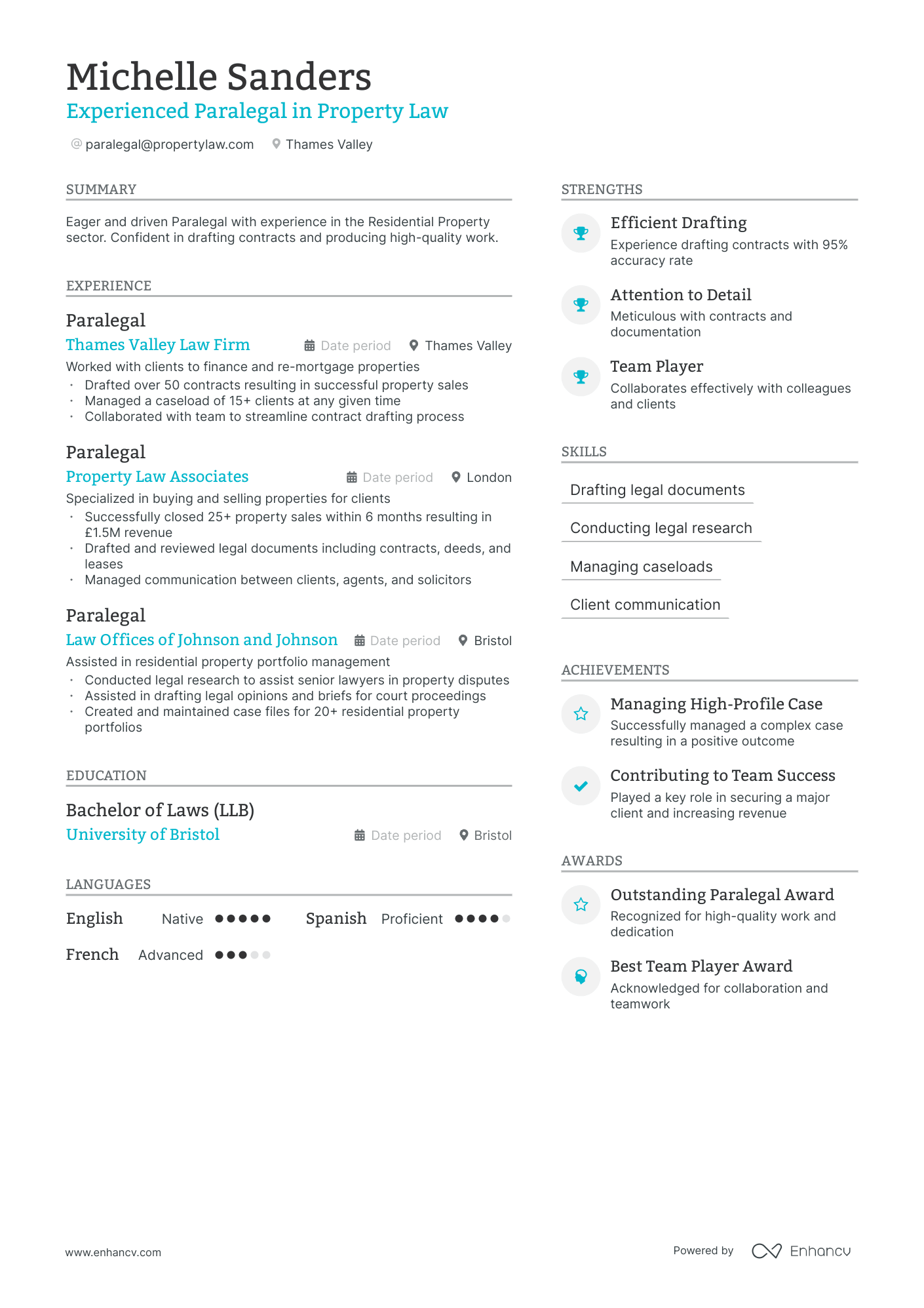 Paralegal resume example