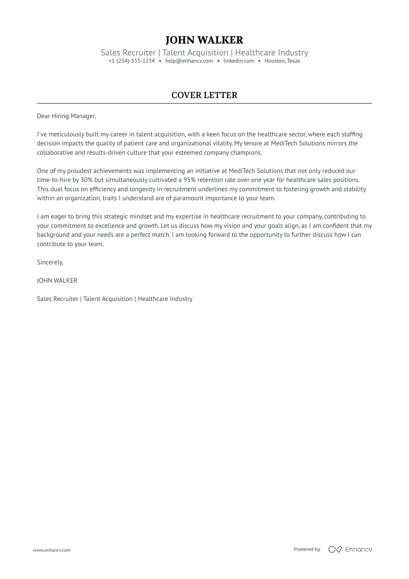 15 Professional Recruiter Cover Letter Examples and Template for 2024 ...