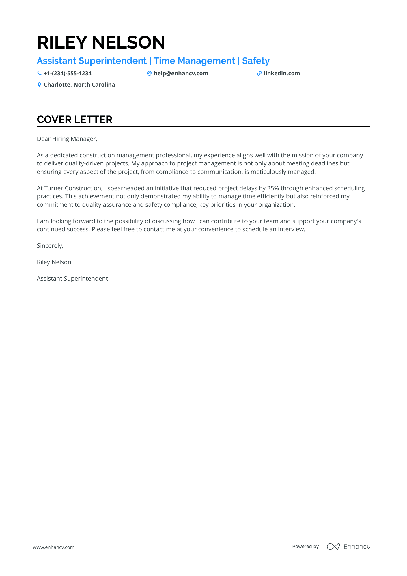 6 Professional Construction Superintendent Cover Letter Examples and ...