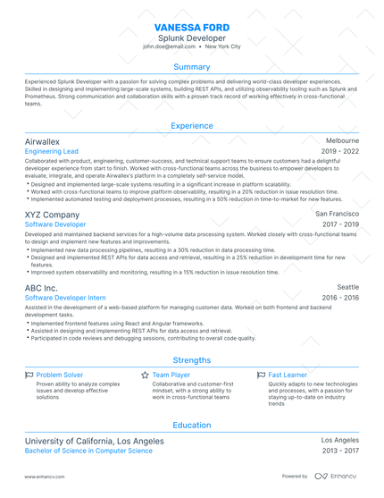 5 Splunk Developer Resume Examples & Guide for 2024