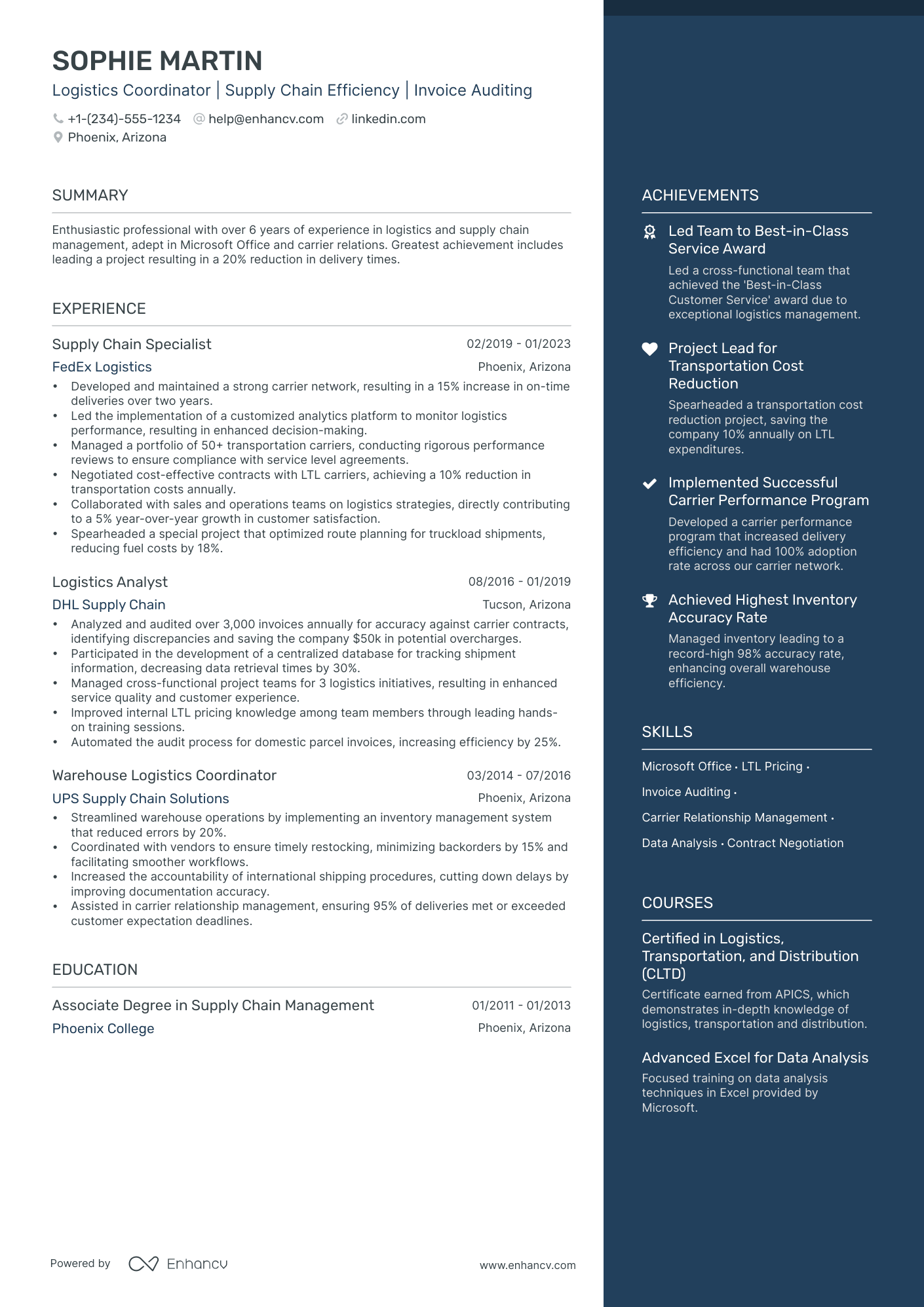 5 Logistics Coordinator Resume Examples & Guide for 2024