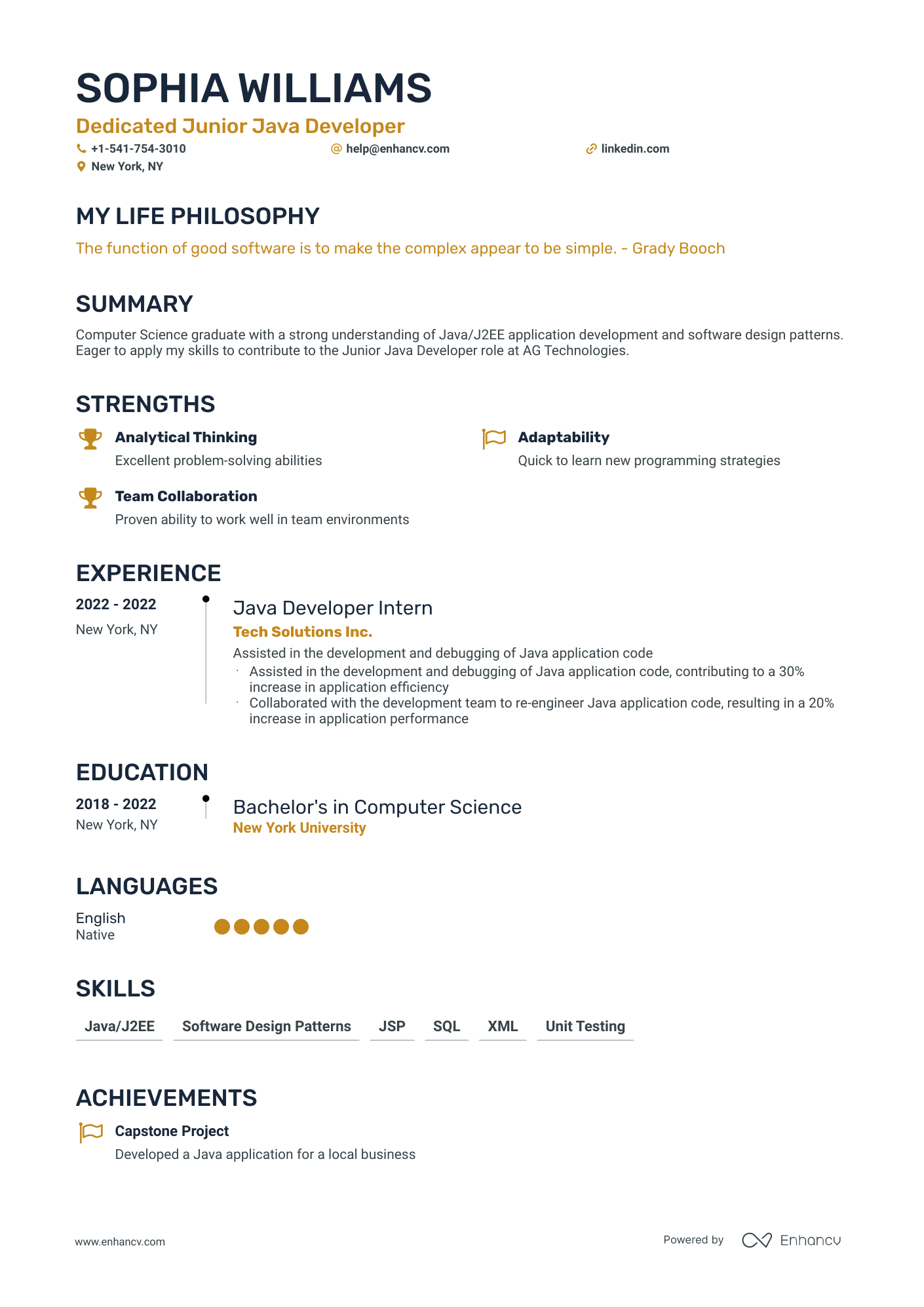 5 Junior Java Developer Resume Examples & Guide for 2026
