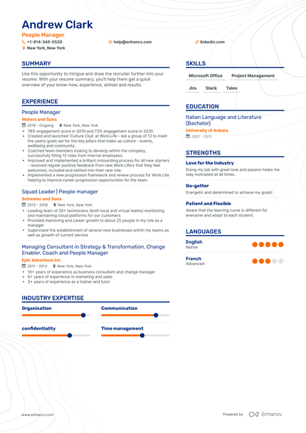 People Manager Resume Examples & Guide for 2023 (Layout, Skills ...