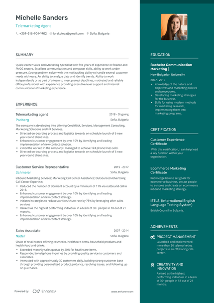 5 Telemarketing Resume Examples & Guide for 2023