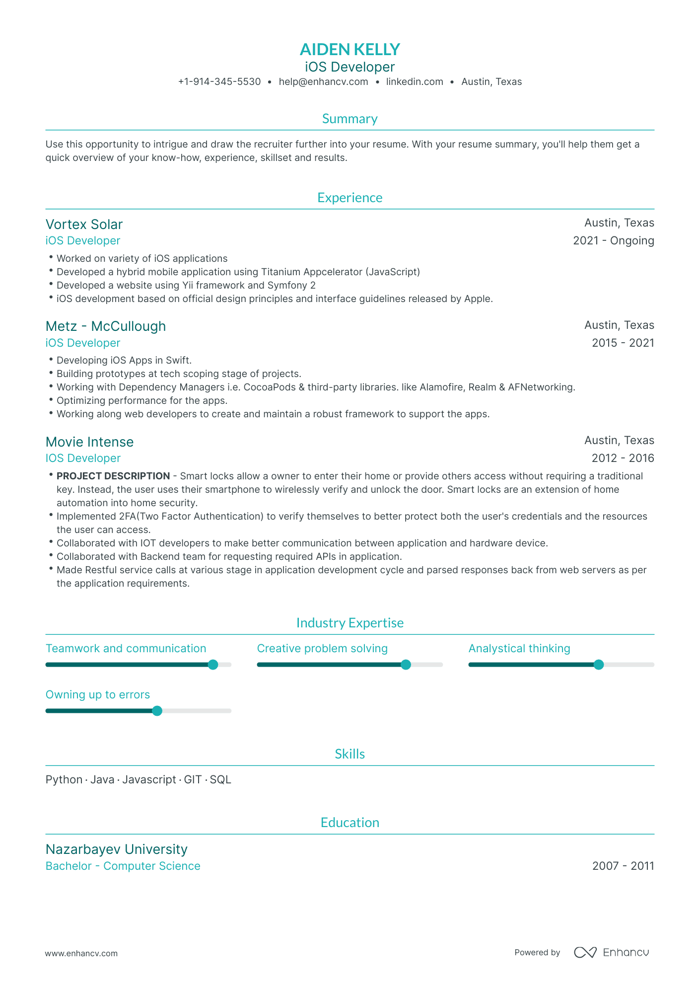 iOS Developer Resume Examples & Guide for 2023 (Layout, Skills ...