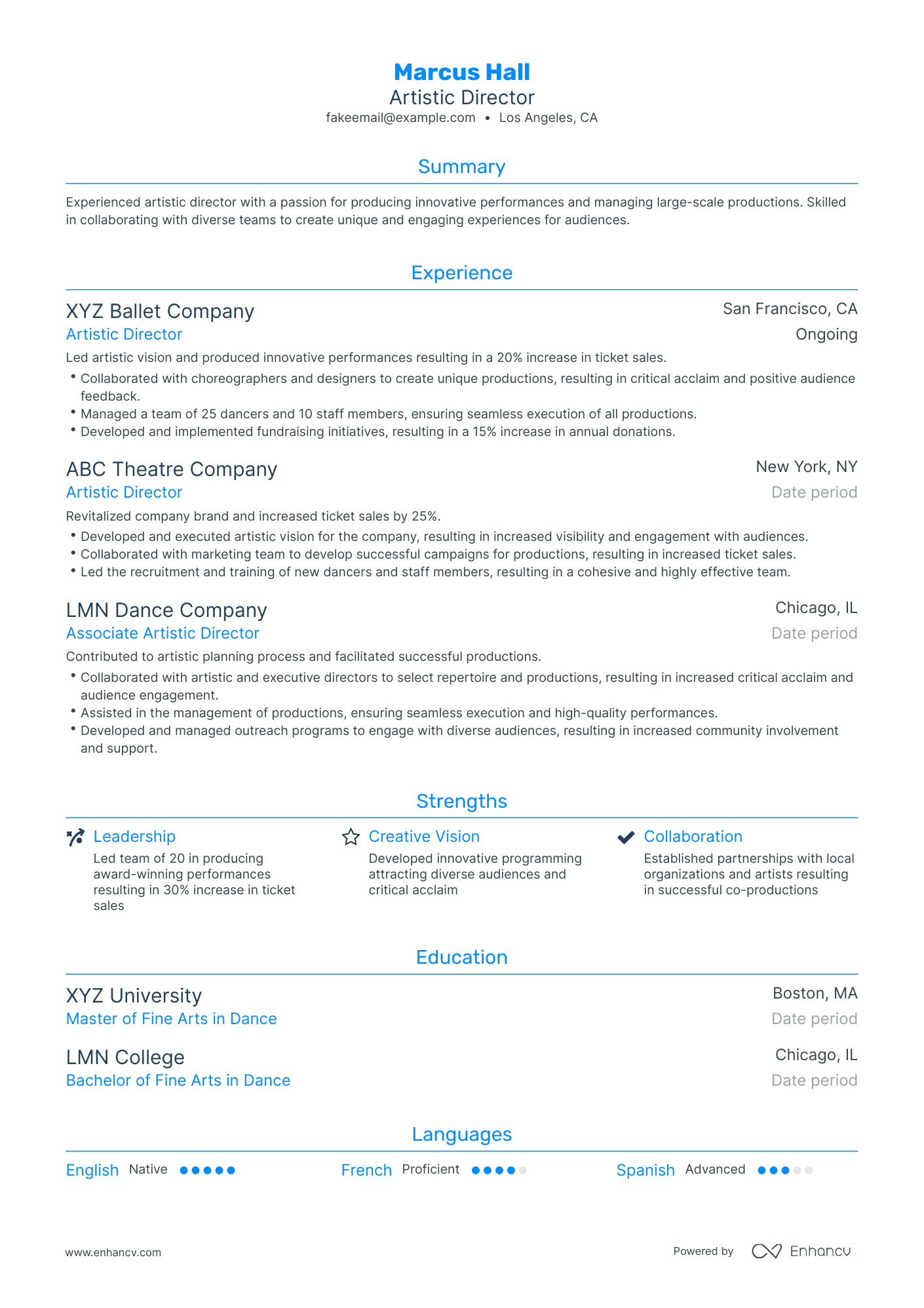 5 Artistic Director Resume Examples & Guide For 2023