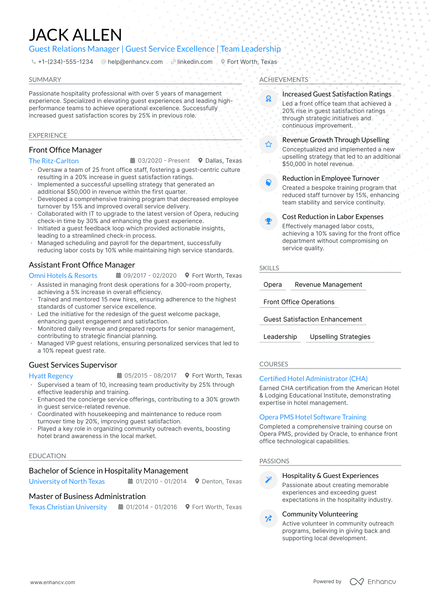 5 Guest Relations Manager Resume Examples & Guide for 2024